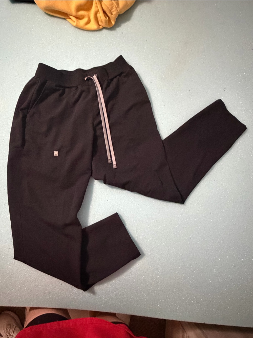 Fabletics Black Joggers with Pink Drawstring